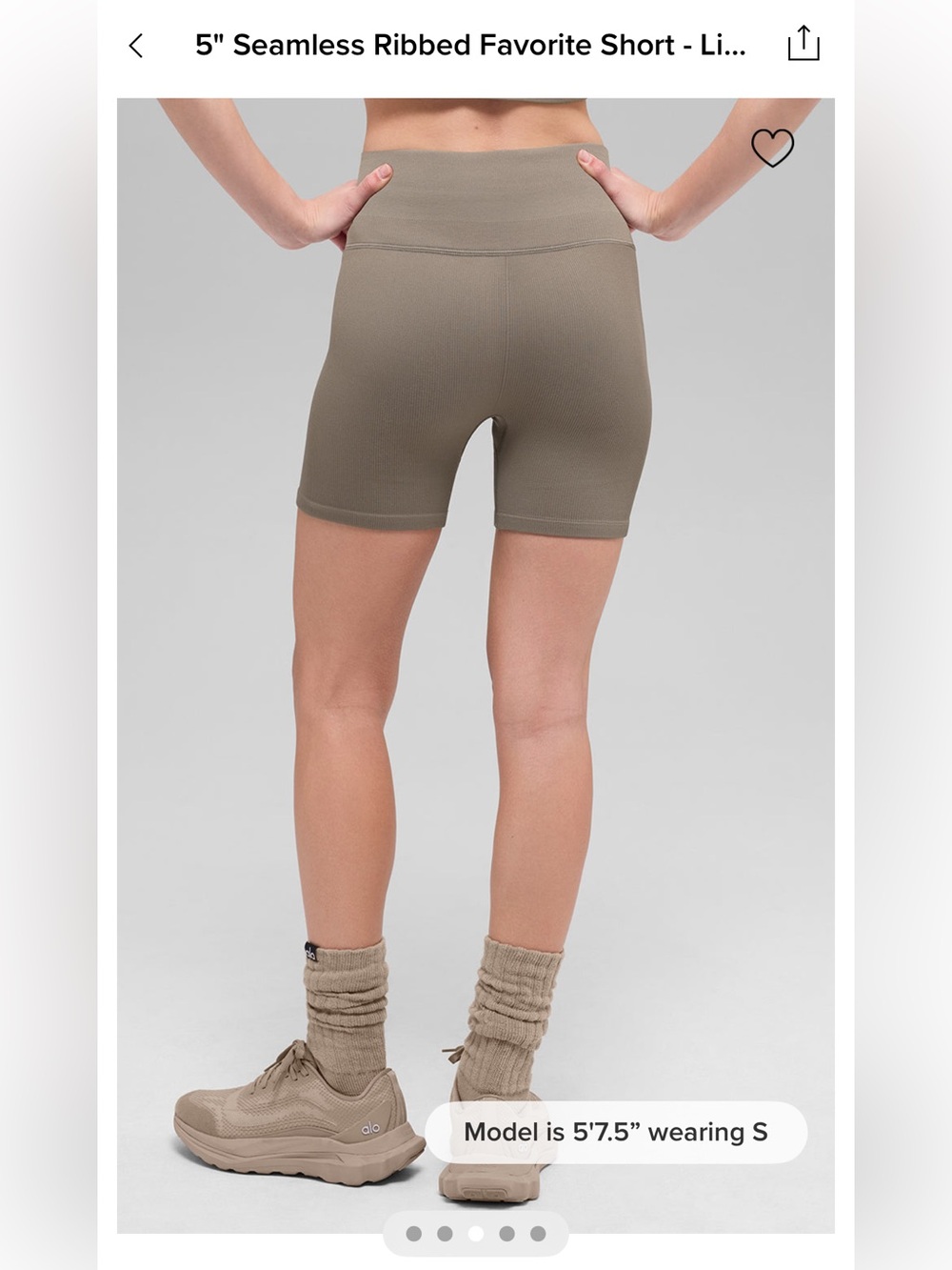 (NWT) ALO 5" seamless ribbed favorite short in olive tree color - Picture 3 of 11